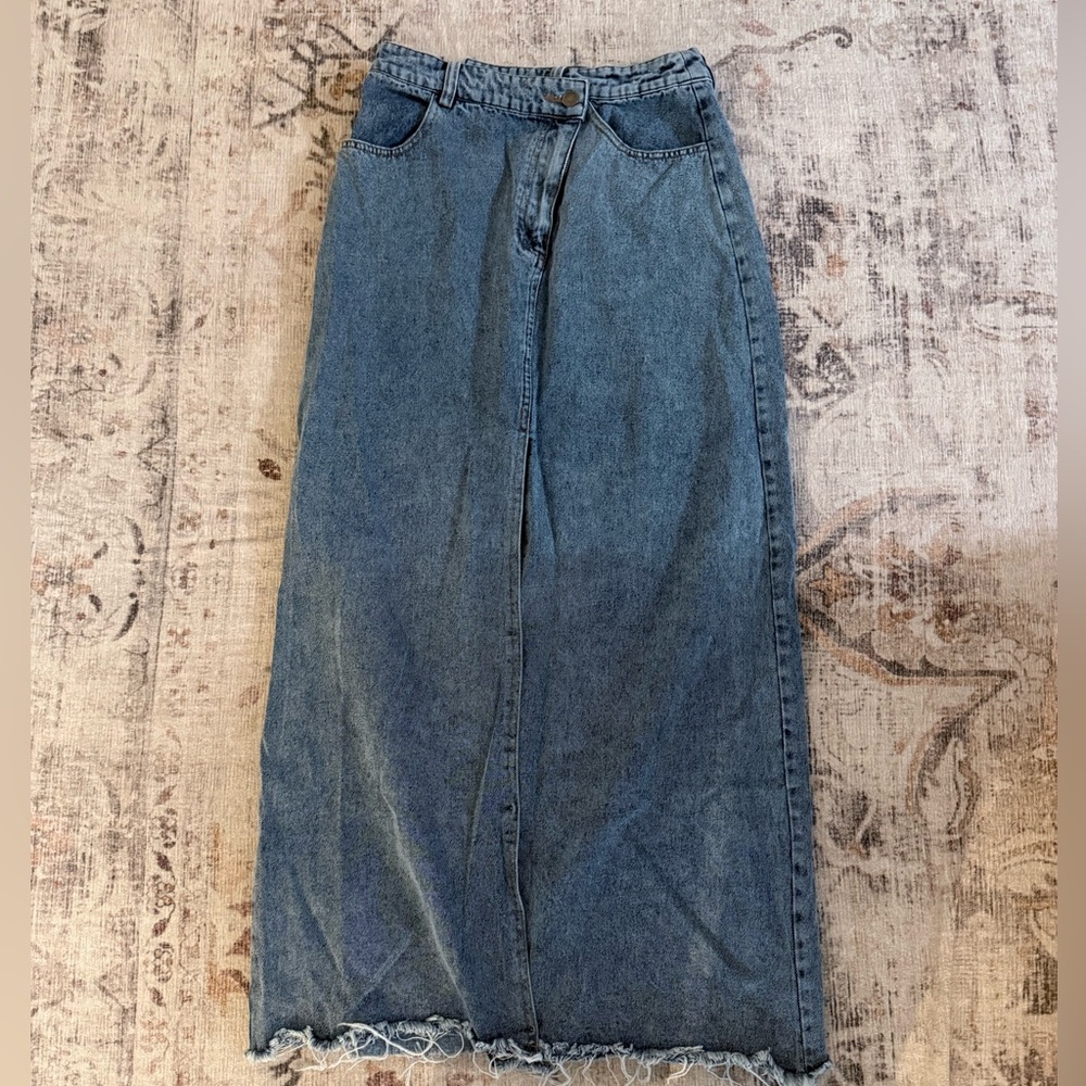 Blue Denim Maxi Skirt